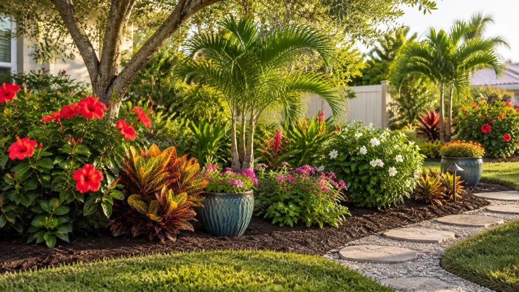 Luscious backyard landscaping benefiting from professional ornamental plant care from Gerzeny Landscaping.